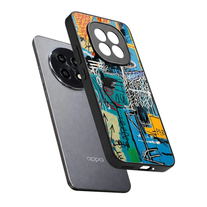 Graffiti Glow sleek oppo f29 pro 5g cover with tempered glass back and TPU edges