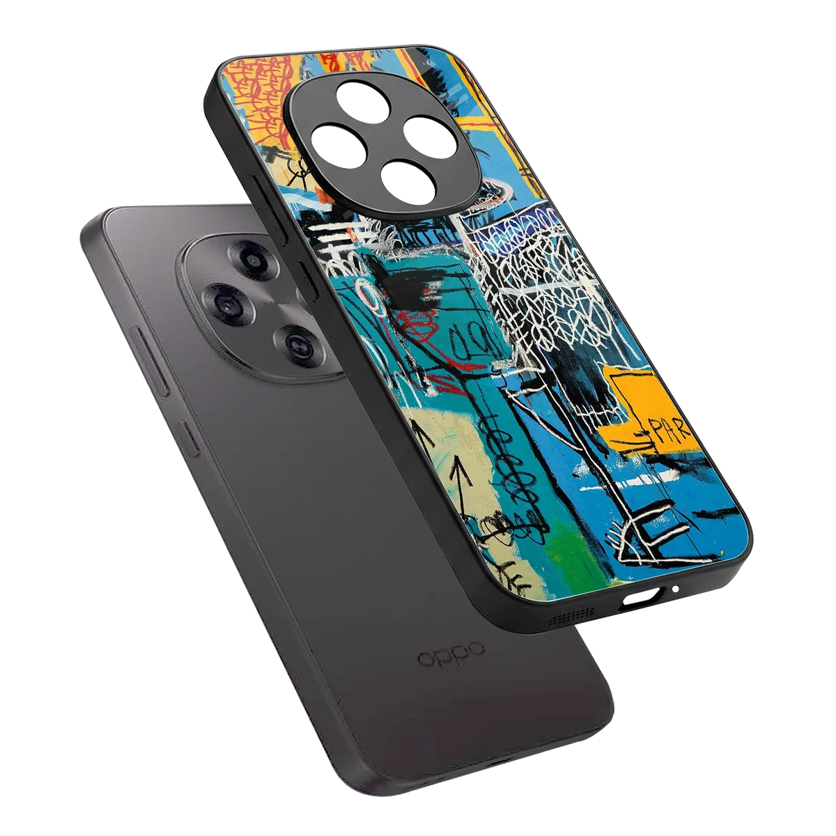 Graffiti Glow sleek oppo f31 pro 5g cover with tempered glass back and TPU edges