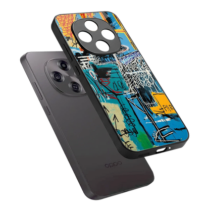 Graffiti Glow sleek oppo f31 pro 5g cover with tempered glass back and TPU edges