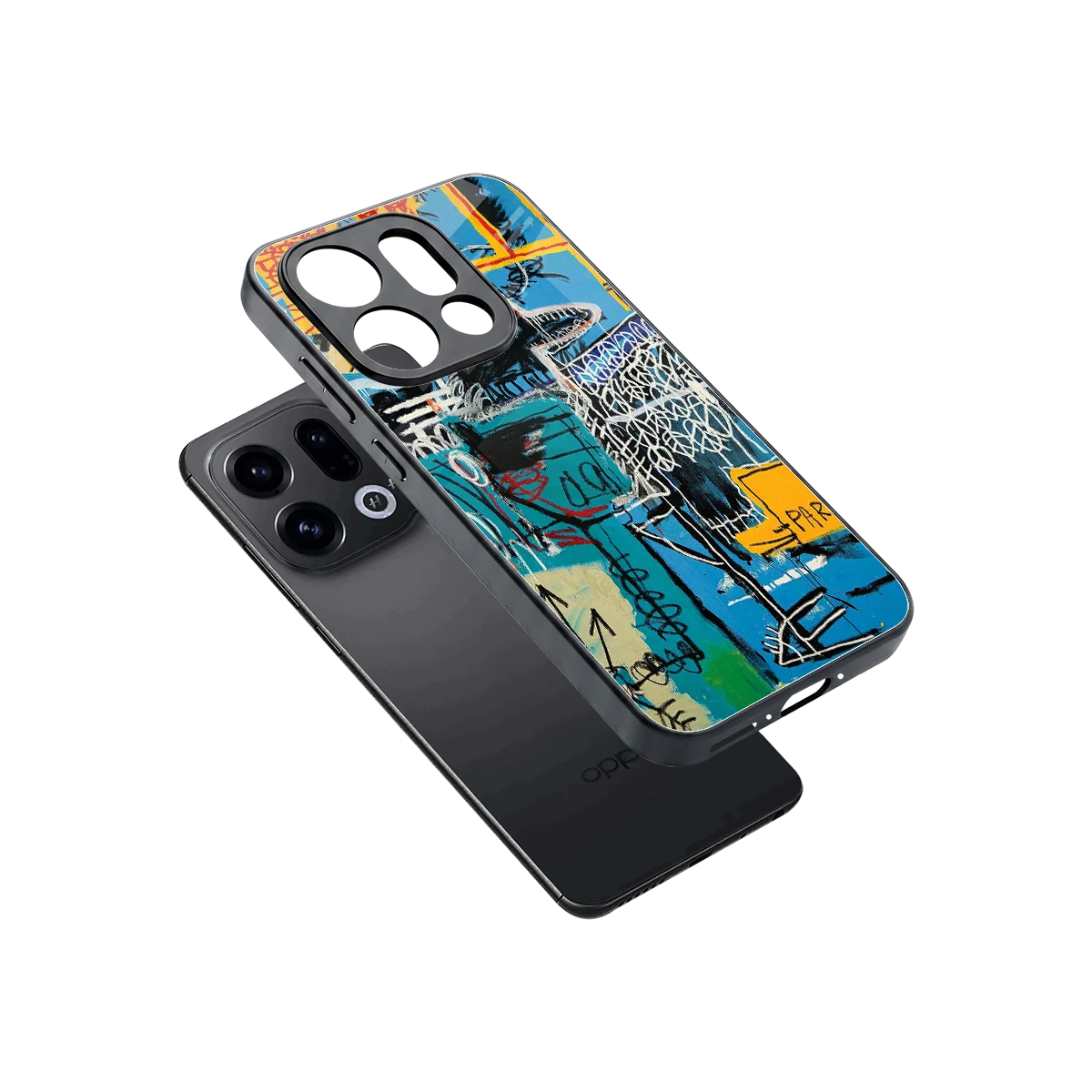 Graffiti Glow sleek oppo find x9 cover with tempered glass back and TPU edges