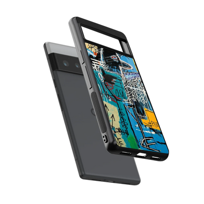 Graffiti Glow sleek google pixel 6 pro cover with tempered glass back and TPU edges