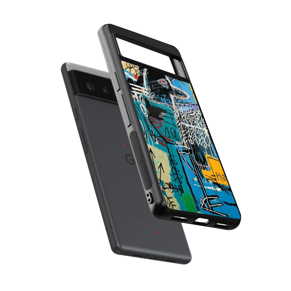 Graffiti Glow sleek google pixel 6a cover with tempered glass back and TPU edges