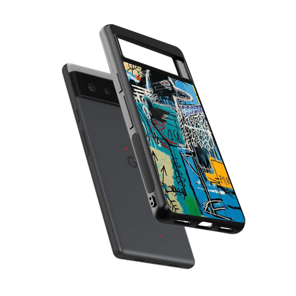 Graffiti Glow sleek google pixel 6a cover with tempered glass back and TPU edges