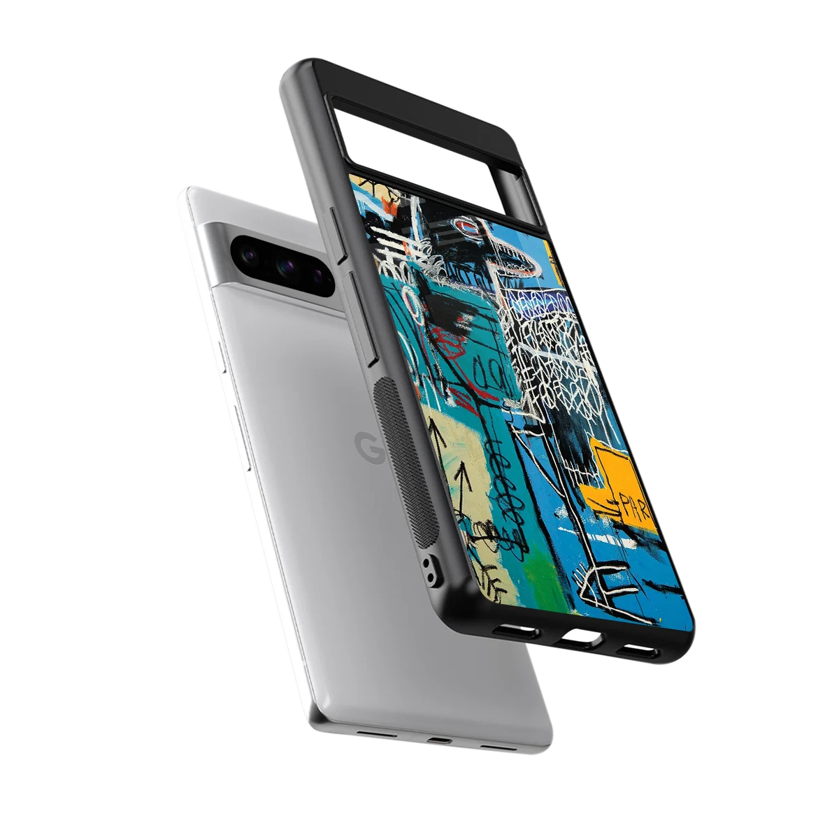 Graffiti Glow sleek google pixel 8 pro cover with tempered glass back and TPU edges