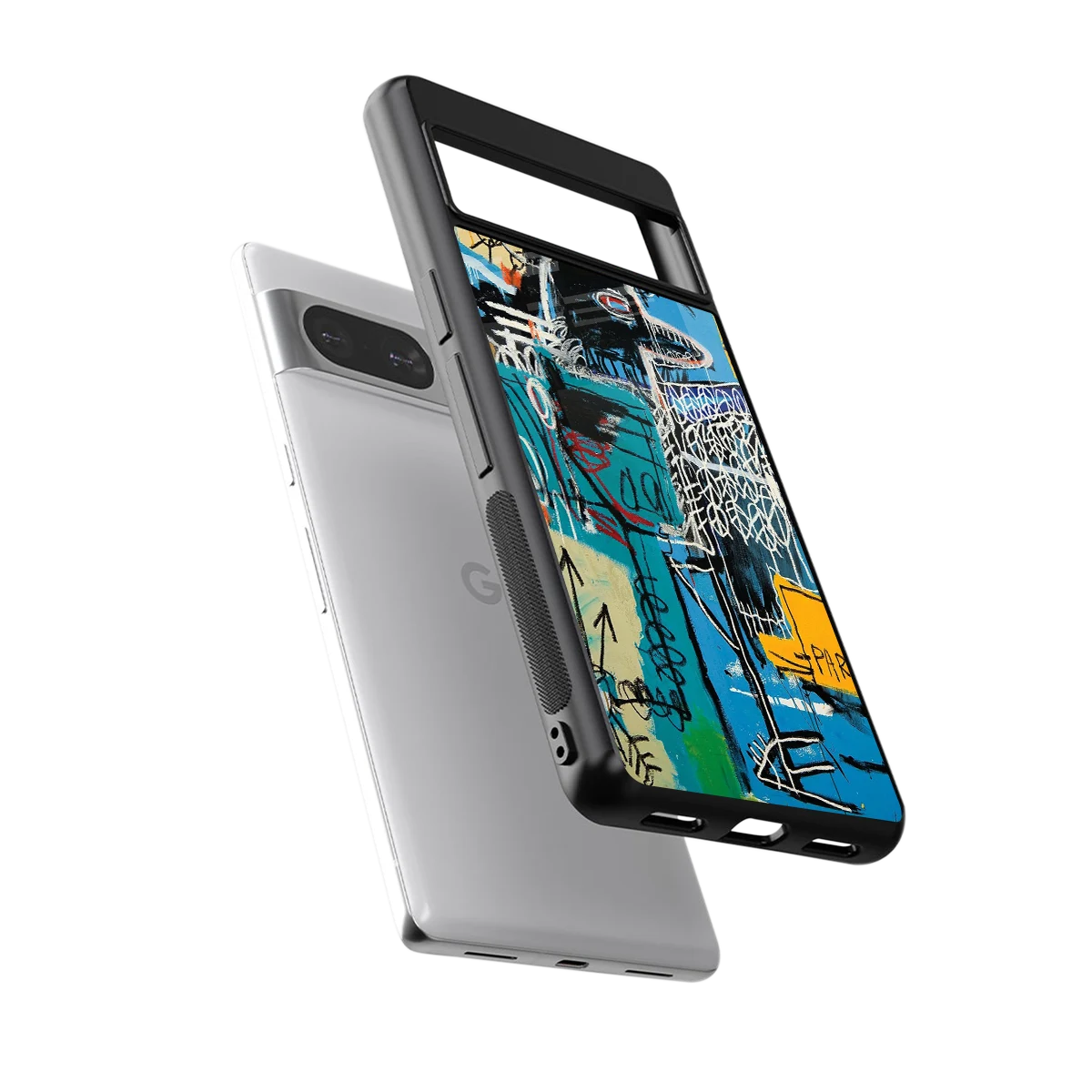 Graffiti Glow sleek google pixel 8 cover with tempered glass back and TPU edges