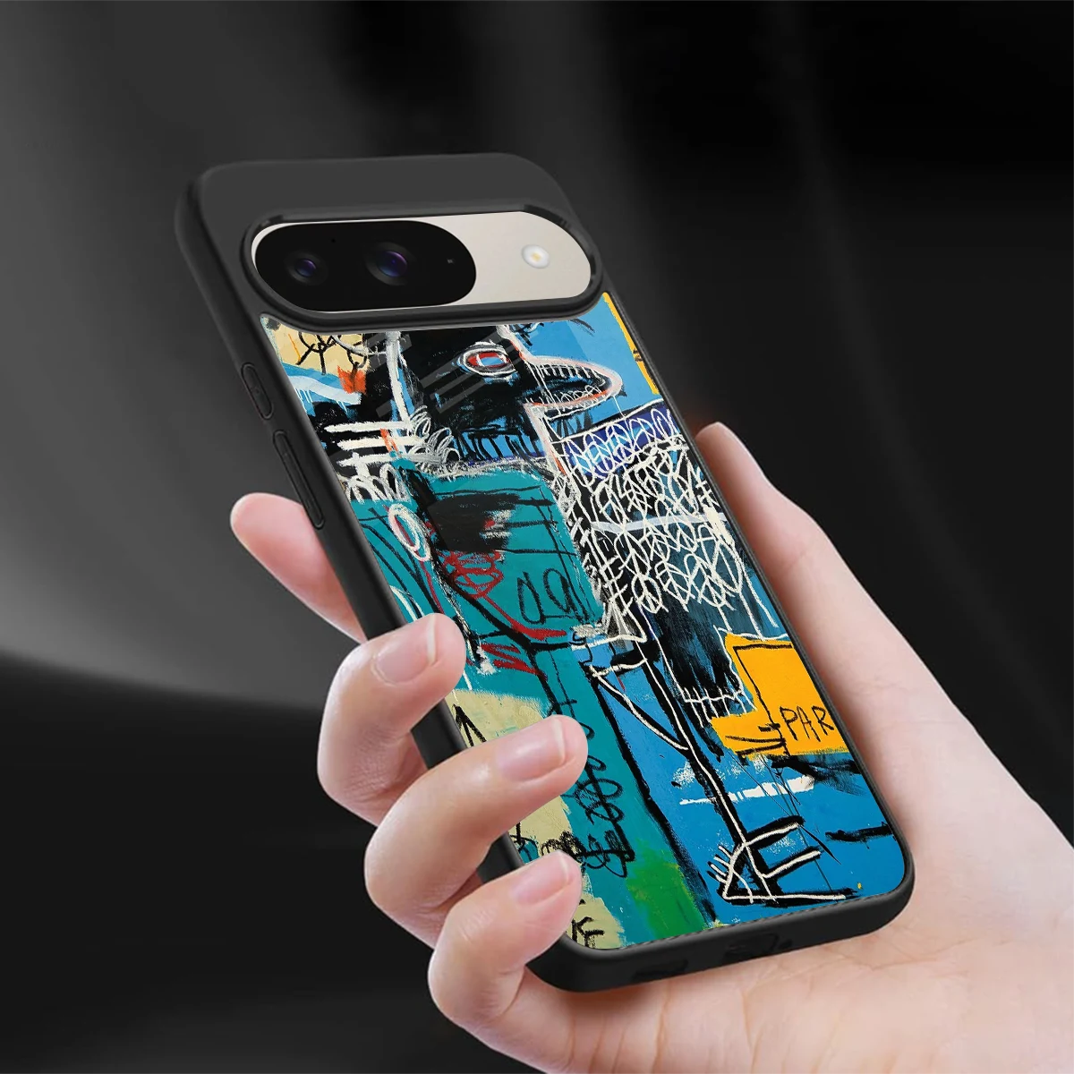 Graffiti Glow sleek google pixel 9 cover with tempered glass back and TPU edges