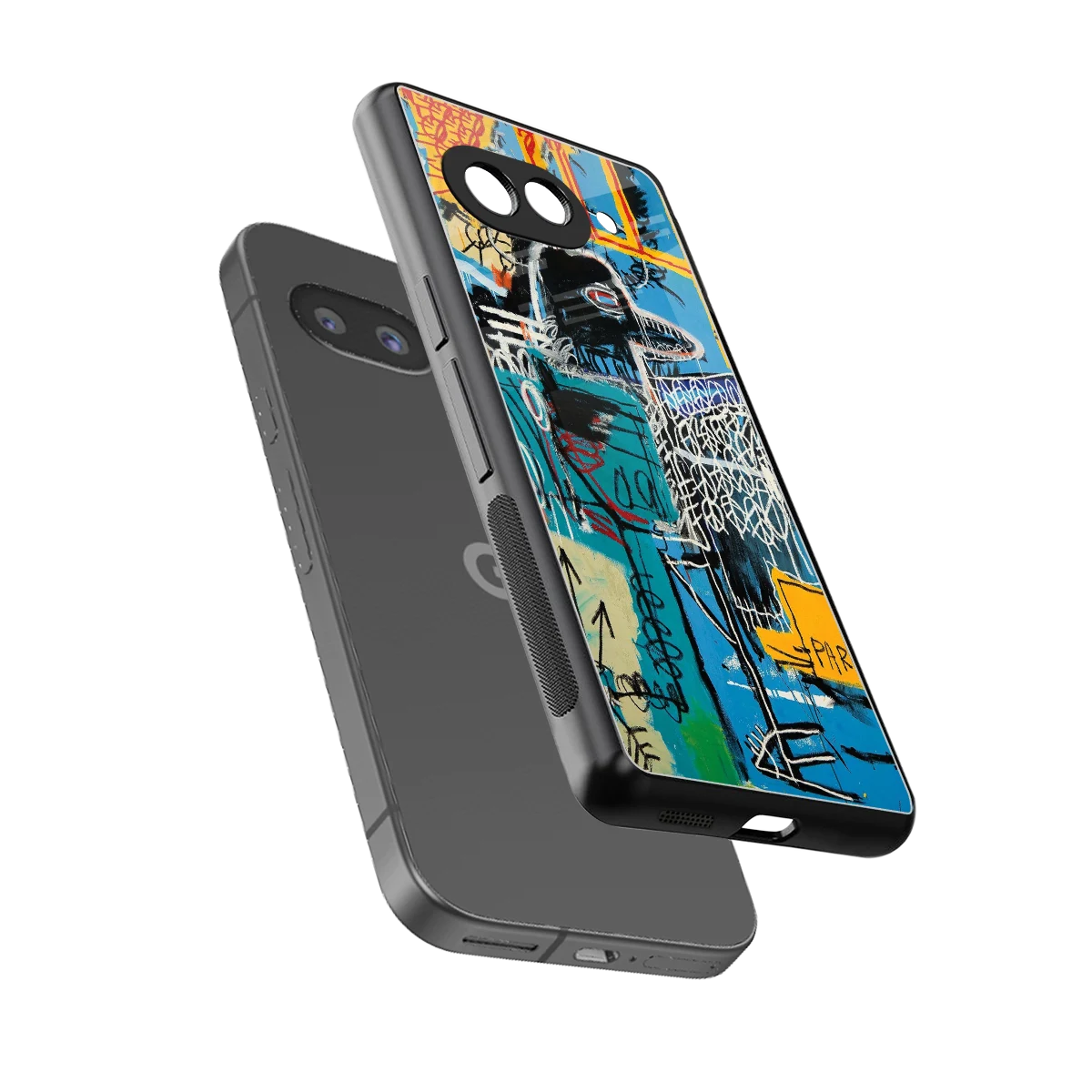 Graffiti Glow sleek google pixel 10a cover with tempered glass back and TPU edges