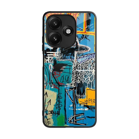 Graffiti Glow back phone cover | glass case for redmi 12 5g