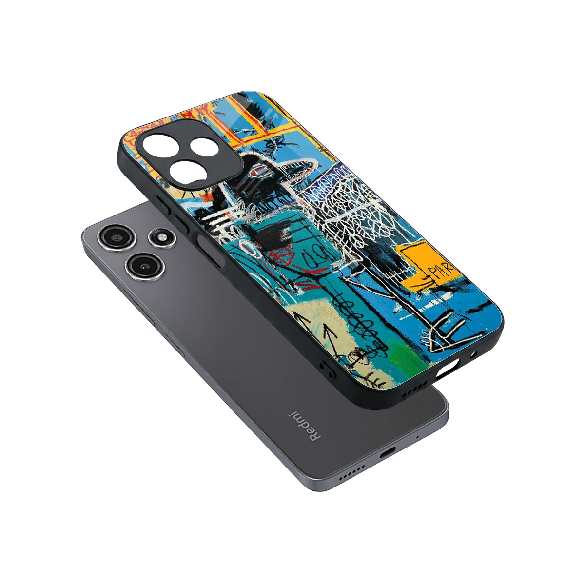 Graffiti Glow sleek redmi 12 5g cover with tempered glass back and TPU edges