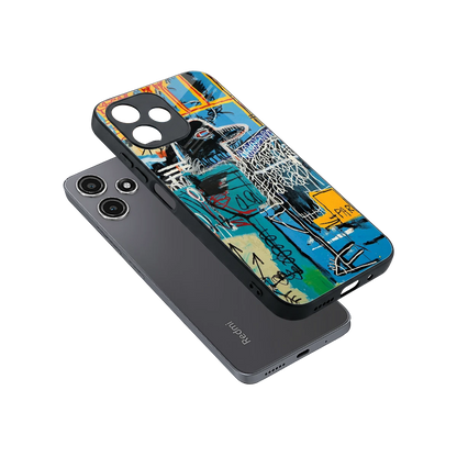 Graffiti Glow sleek redmi 12 5g cover with tempered glass back and TPU edges