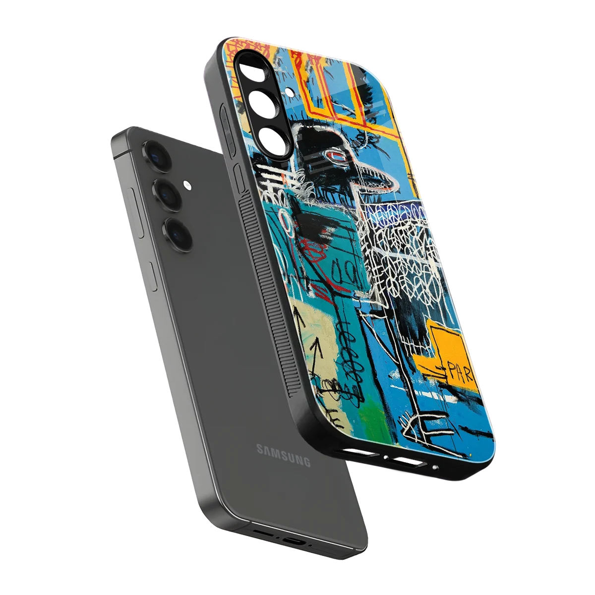 Graffiti Glow sleek samsung galaxy m35 5g cover with tempered glass back and TPU edges