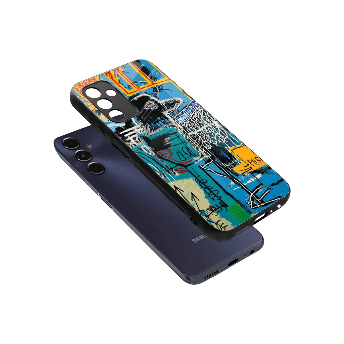 Graffiti Glow sleek samsung galaxy m14 5g cover with tempered glass back and TPU edges