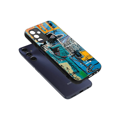 Graffiti Glow sleek samsung galaxy m14 5g cover with tempered glass back and TPU edges