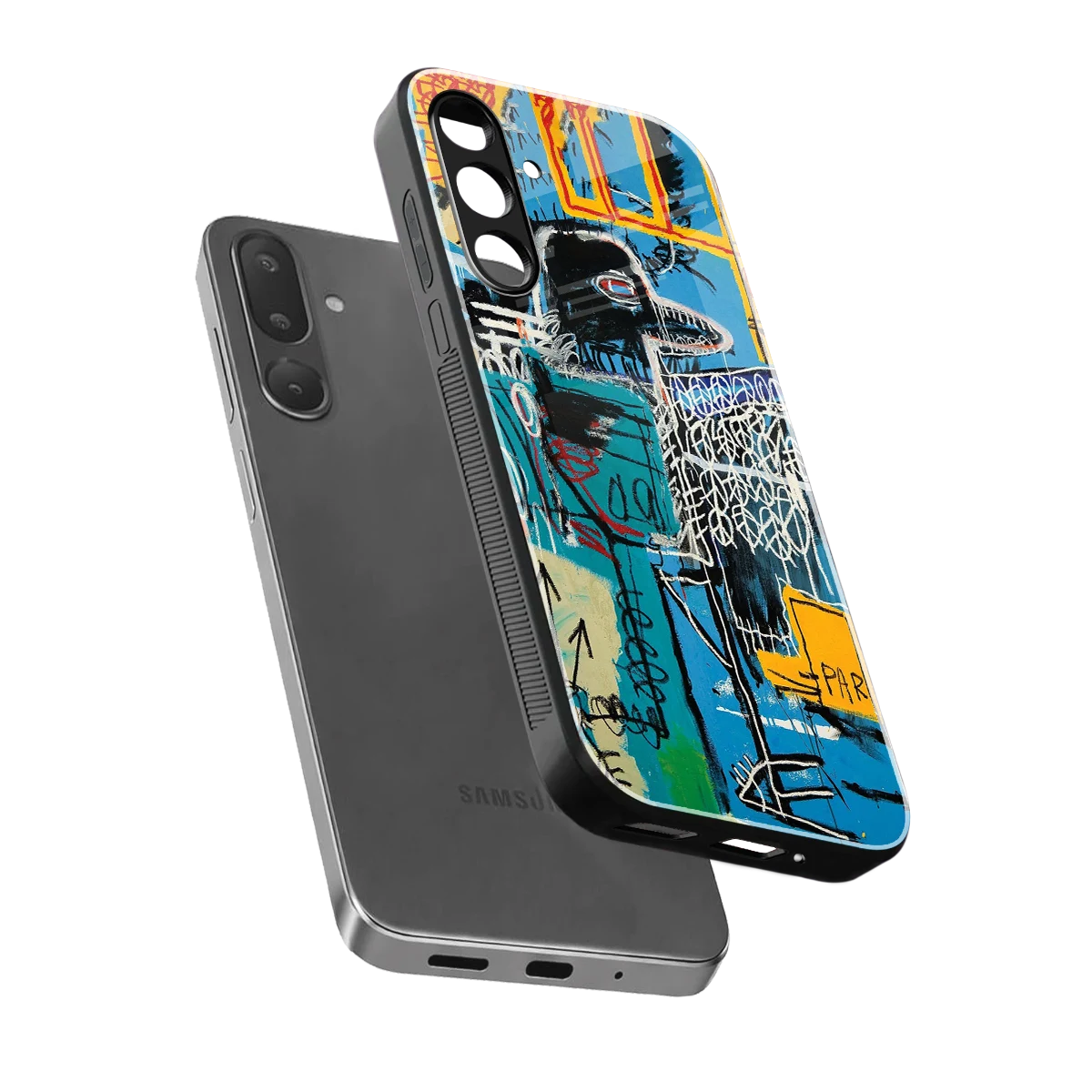 Graffiti Glow sleek samsung galaxy m56 5g cover with tempered glass back and TPU edges