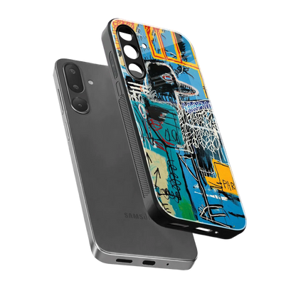 Graffiti Glow sleek samsung galaxy m36 5g cover with tempered glass back and TPU edges