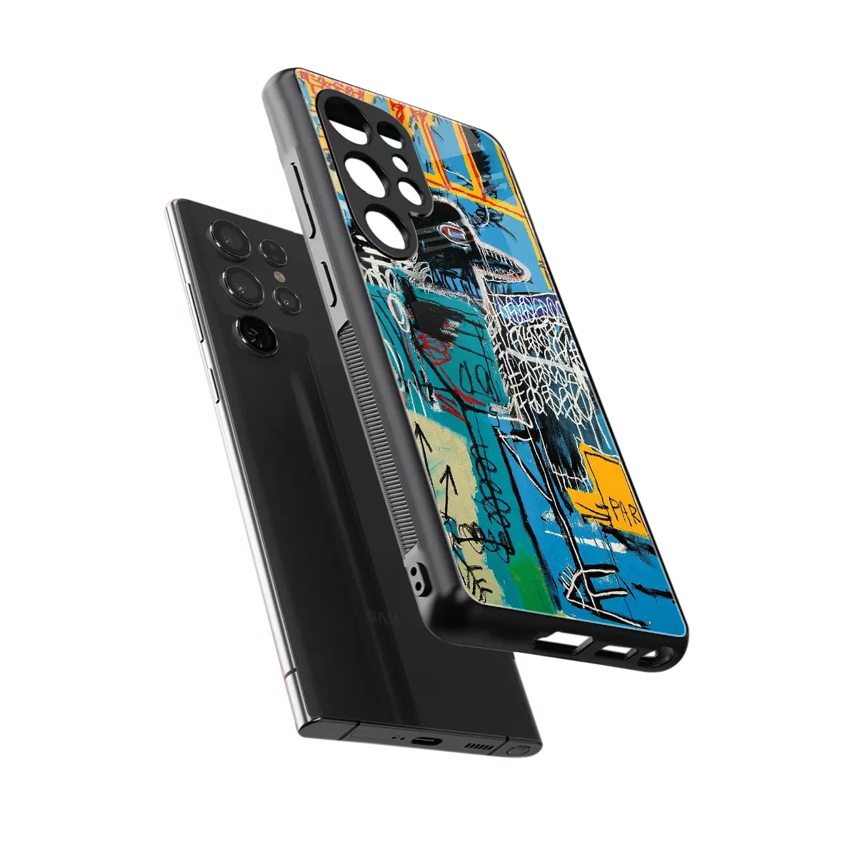 Graffiti Glow sleek samsung galaxy s25 ultra cover with tempered glass back and TPU edges