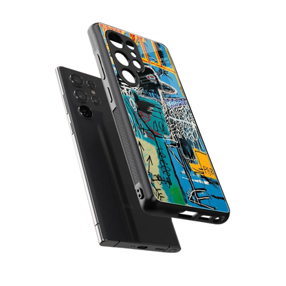 Graffiti Glow sleek samsung galaxy s25 ultra cover with tempered glass back and TPU edges