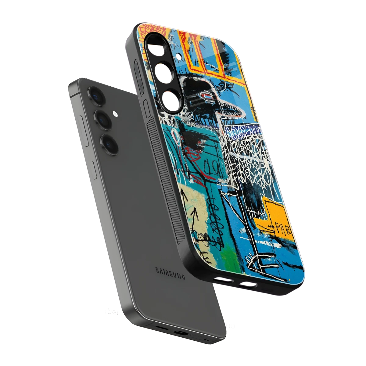 Graffiti Glow sleek samsung galaxy s24 cover with tempered glass back and TPU edges