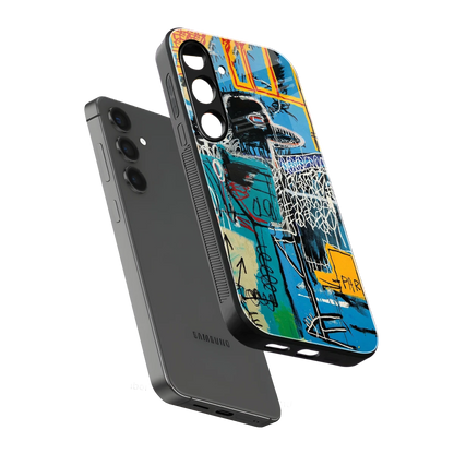 Graffiti Glow sleek samsung galaxy s24 cover with tempered glass back and TPU edges