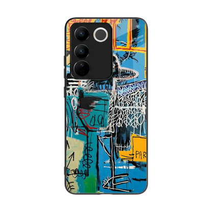 Graffiti Glow back phone cover | glass case for vivo v27 5g