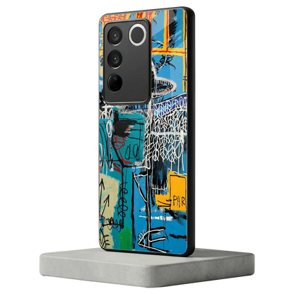 Graffiti Glow vivo v27 5g mobile cover | shockproof glass phone case