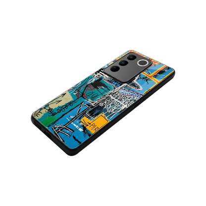 Graffiti Glow stylish phone case for vivo v27 5g | glossy glass and slim fit