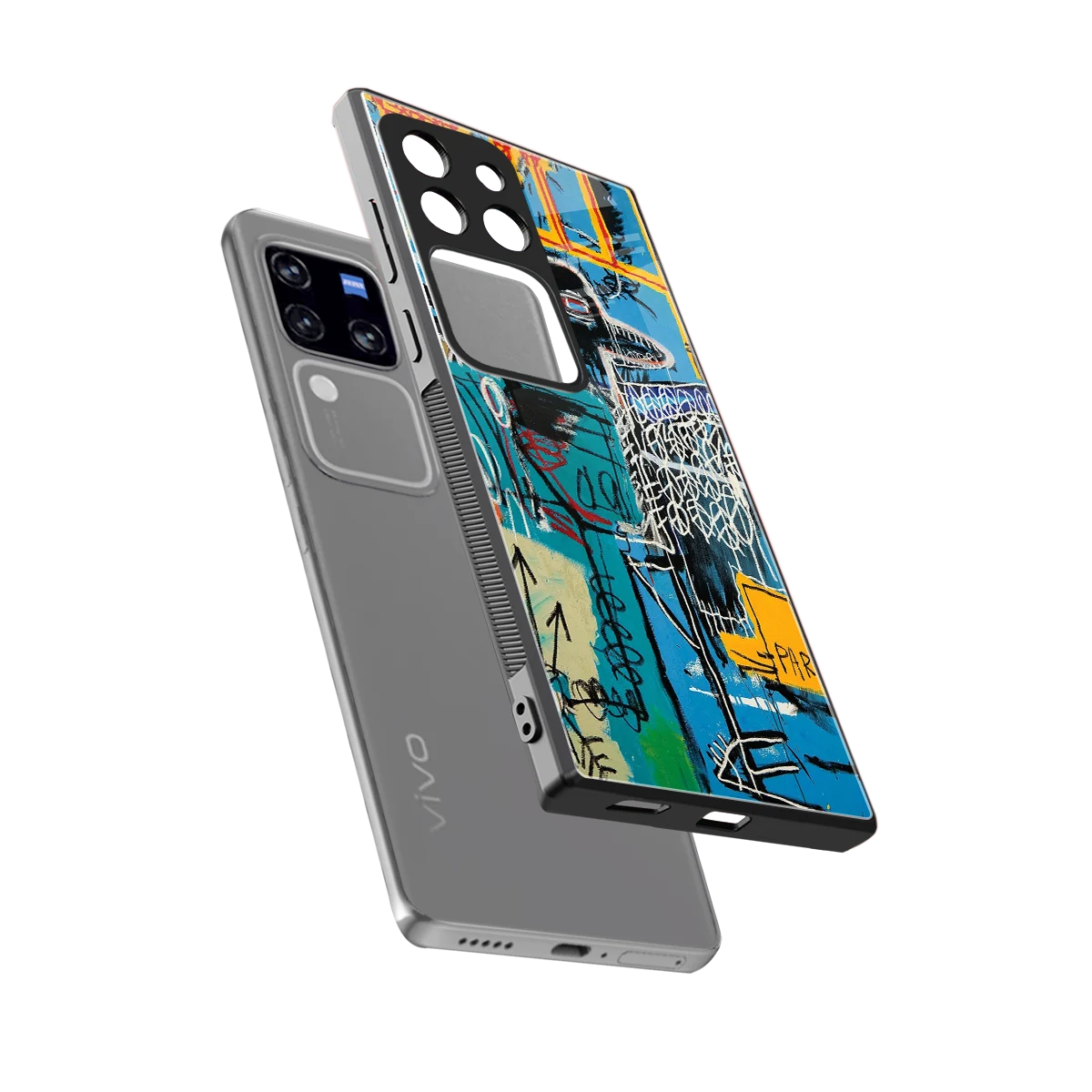 Graffiti Glow sleekvivo v30 pro cover with tempered glass back and TPU edges