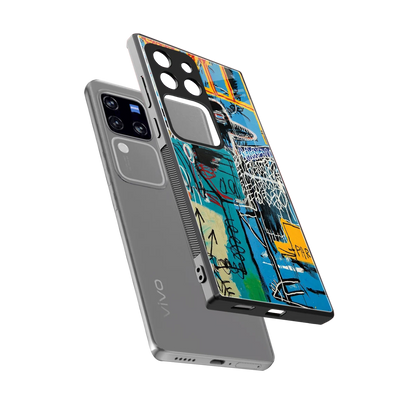 Graffiti Glow sleekvivo v30 pro cover with tempered glass back and TPU edges