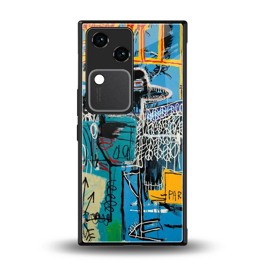 Graffiti Glow back phone cover | glass case for vivo v30