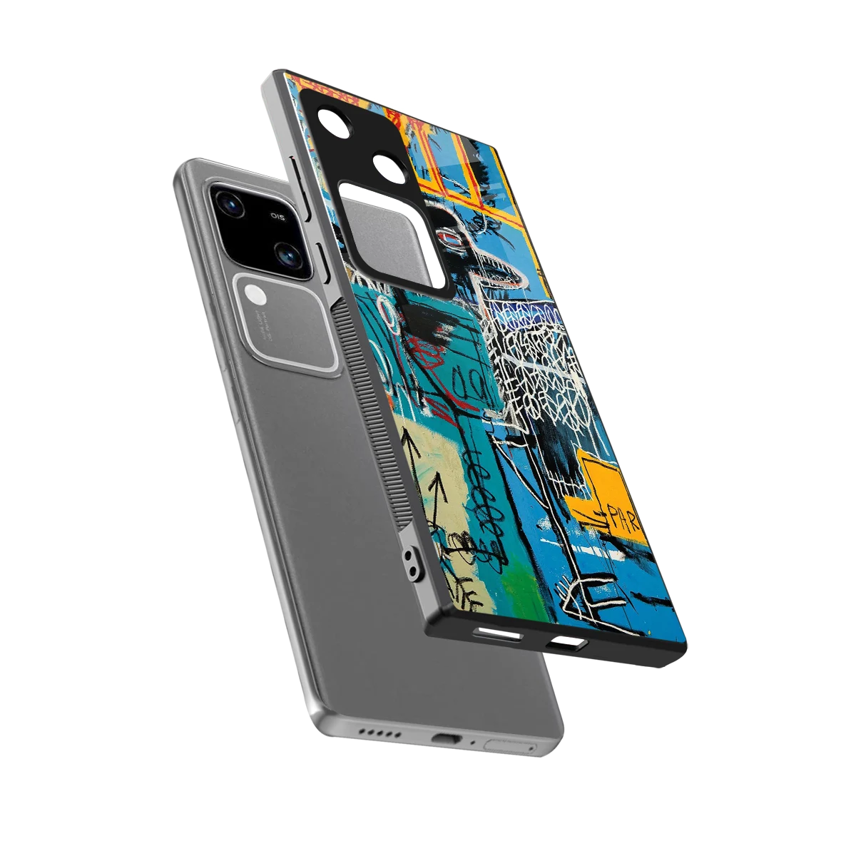 Graffiti Glow sleek vivo v30 cover with tempered glass back and TPU edges