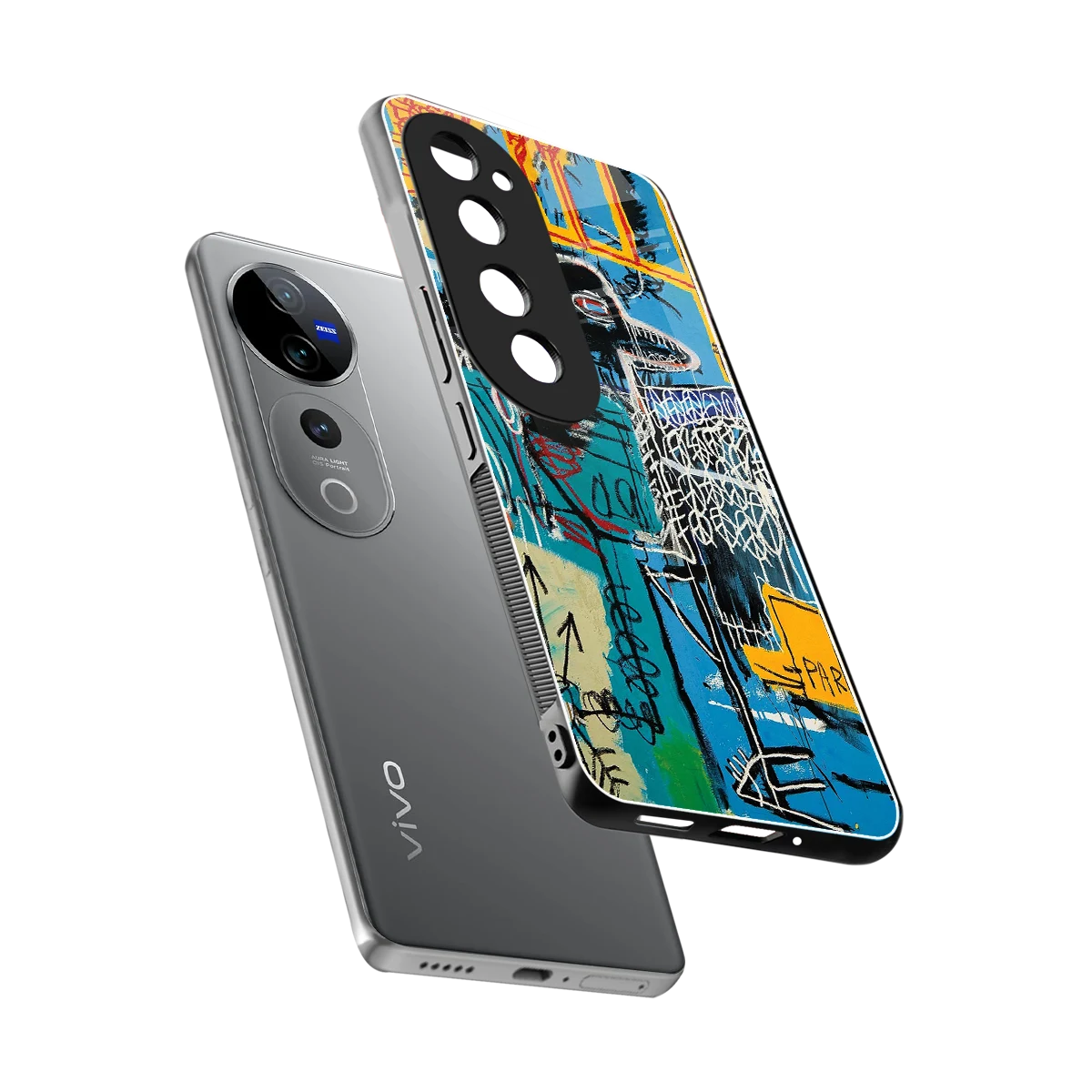 Graffiti Glow sleek vivo v40 pro cover with tempered glass back and TPU edges