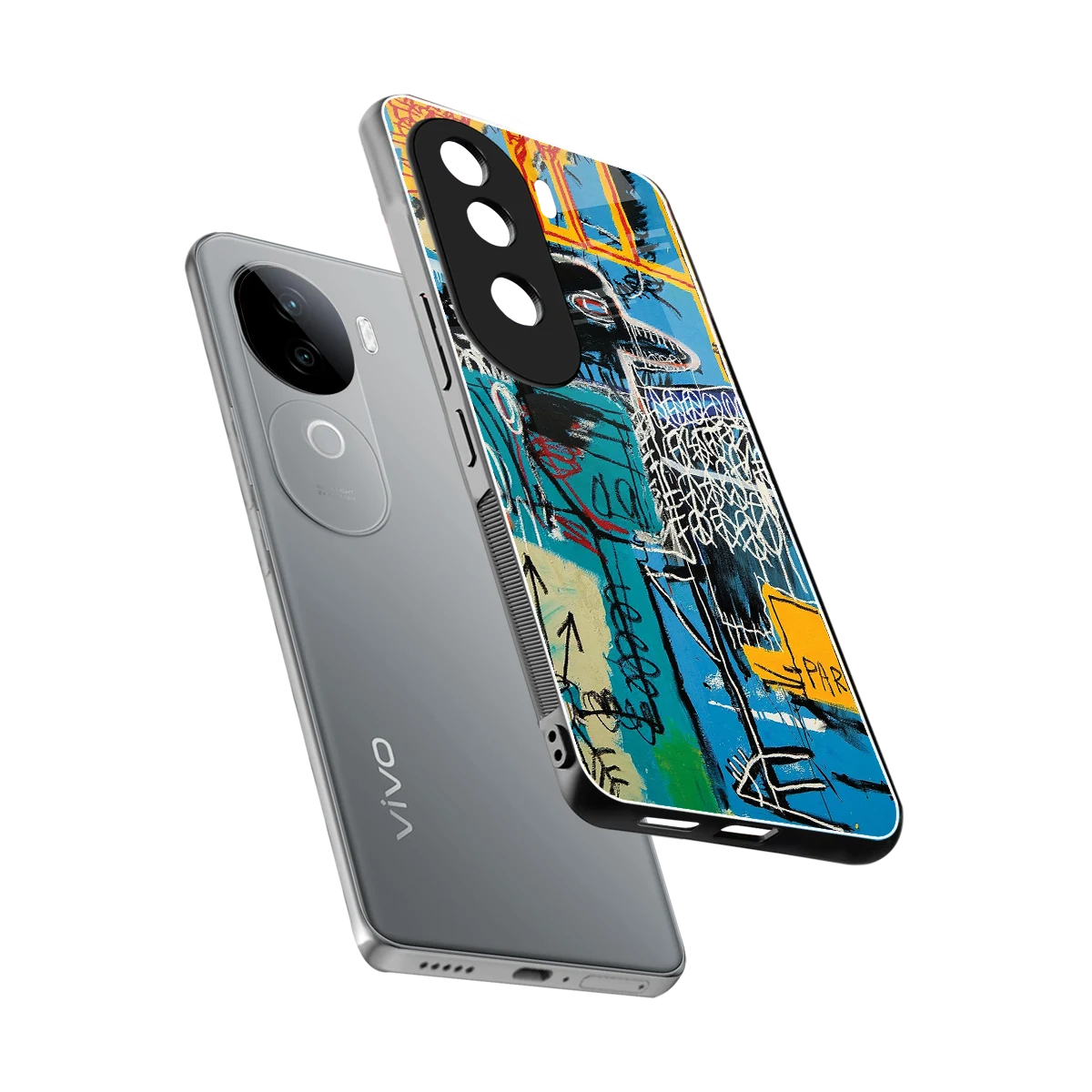 Graffiti Glow sleek vivo v40e cover with tempered glass back and TPU edges