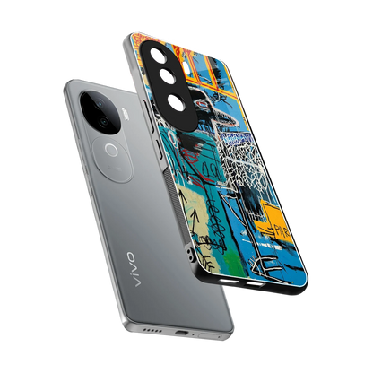 Graffiti Glow sleek vivo v40e cover with tempered glass back and TPU edges