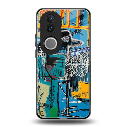 Graffiti Glow back phone cover | glass case for vivo v50