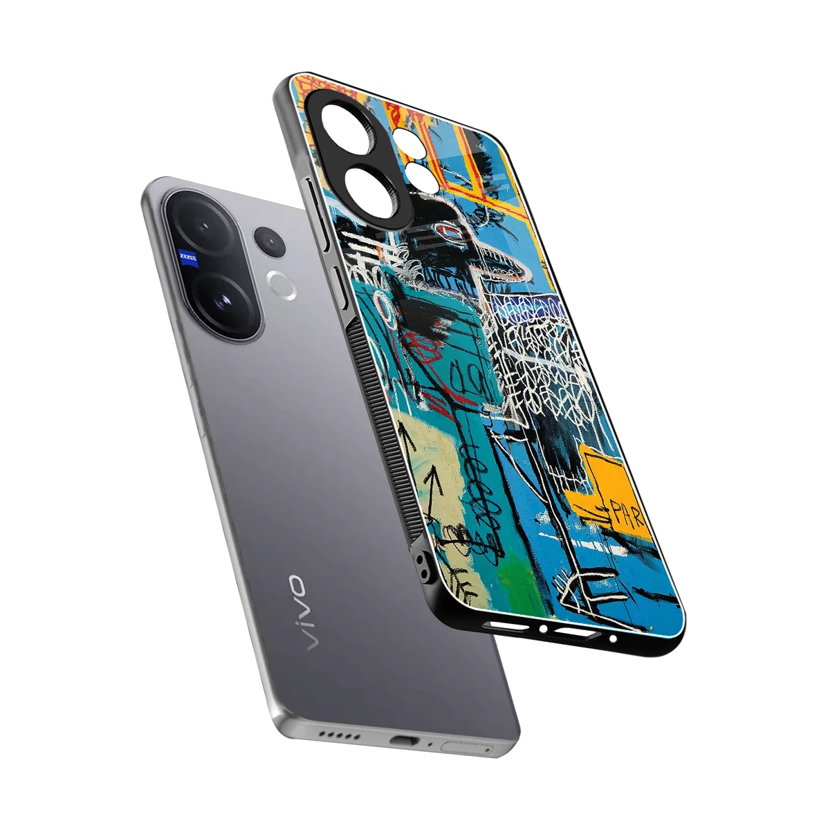 Graffiti Glow sleek vivo v60 cover with tempered glass back and TPU edges