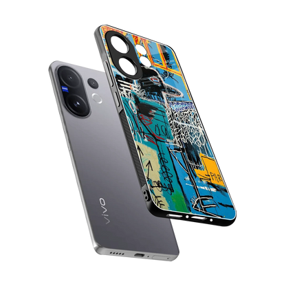 Graffiti Glow sleek vivo v60 cover with tempered glass back and TPU edges