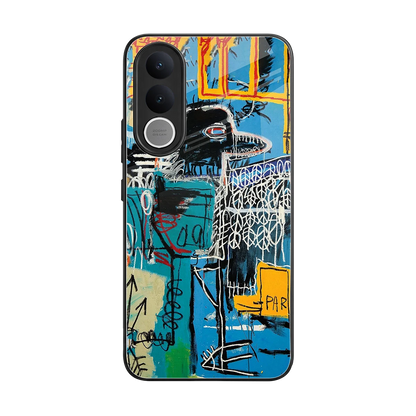 Graffiti Glow back phone cover | glass case for vivo v70 fe
