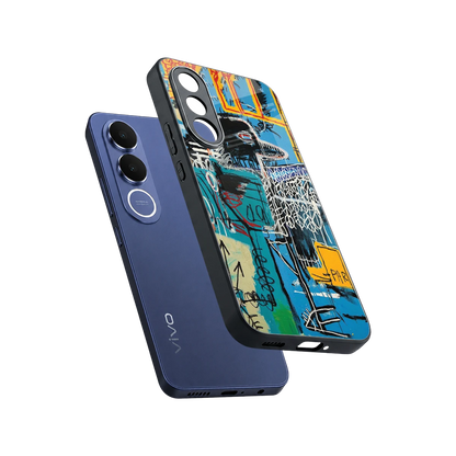 Graffiti Glow sleek vivo v70 fe cover with tempered glass back and TPU edges
