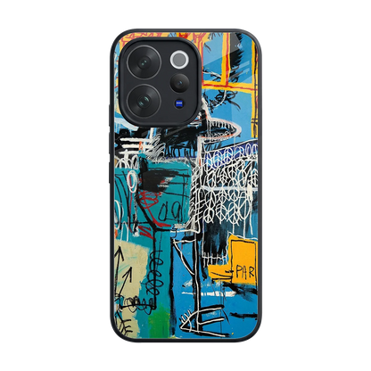 Graffiti Glow back phone cover | glass case for vivo v70 elite