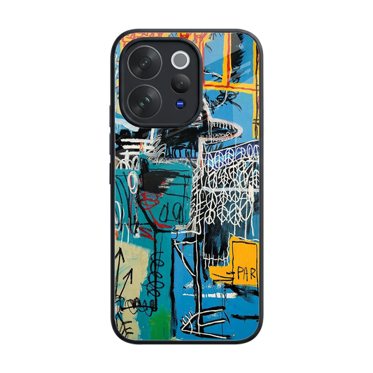 Graffiti Glow back phone cover | glass case for vivo v70 elite