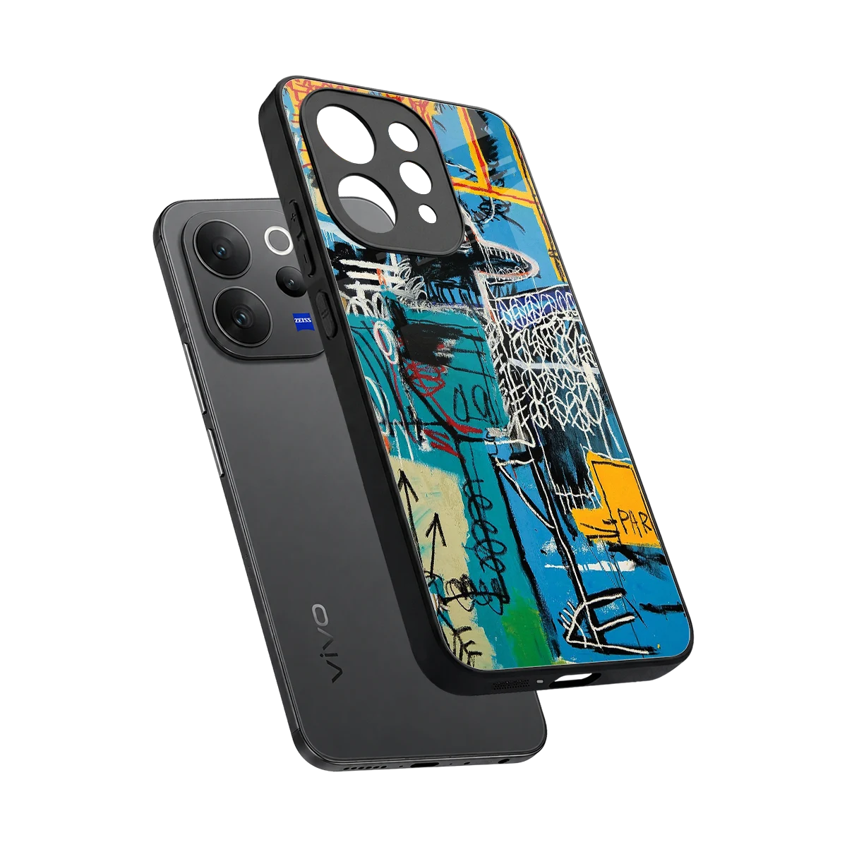 Graffiti Glow sleek vivo v70 cover with tempered glass back and TPU edges