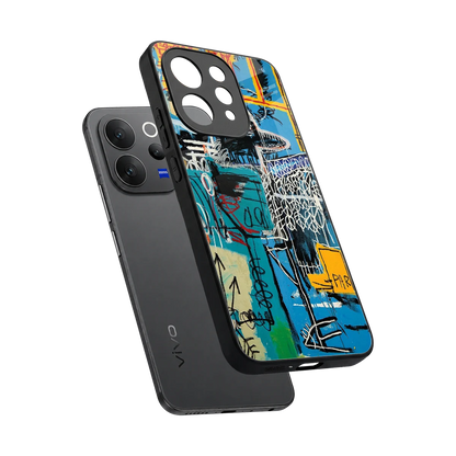 Graffiti Glow sleek vivo v70 elite cover with tempered glass back and TPU edges