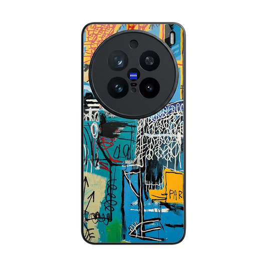 Graffiti Glow back phone cover | glass case for vivo x200 pro