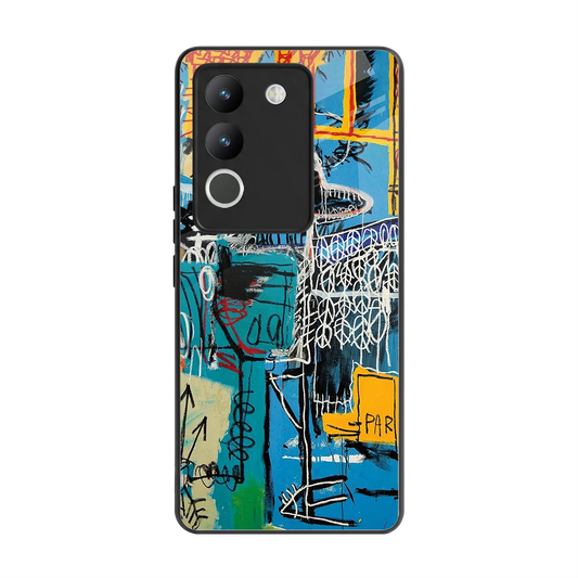 Graffiti Glow back phone cover | glass case for vivo y200 5g