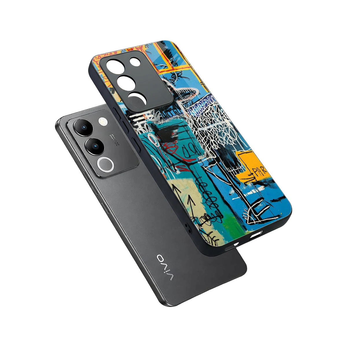Graffiti Glow sleek vivo y200 5g cover with tempered glass back and TPU edges