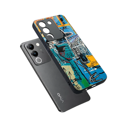 Graffiti Glow sleek vivo y200 5g cover with tempered glass back and TPU edges