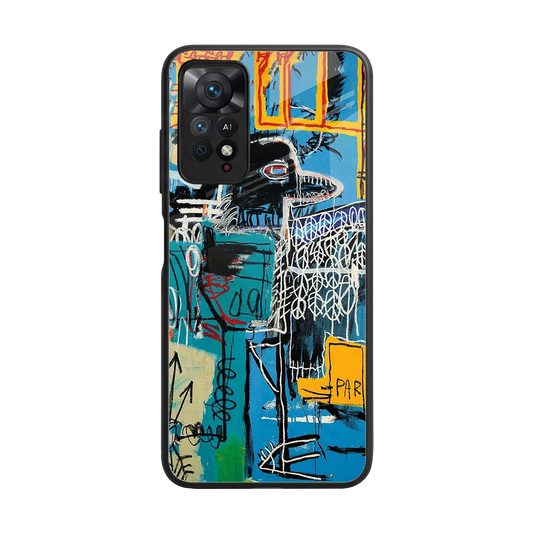 Graffiti Glow back phone cover | glass case for redmi note 11 pro