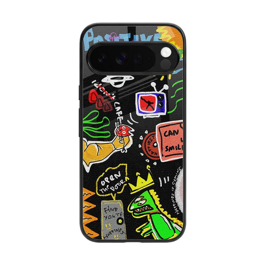 Graffiti back phone cover | glass case for google pixel 10 pro xl