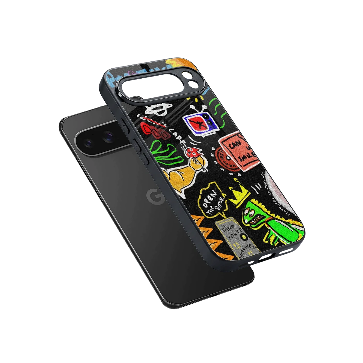 Graffiti sleek google pixel 10 pro xl cover with tempered glass back and TPU edges