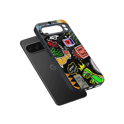 Graffiti sleek google pixel 10 pro xl cover with tempered glass back and TPU edges
